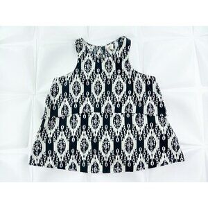 Francesca's Sz M Layered Black Contrast Aztec Print ikat Blouse Tank Top